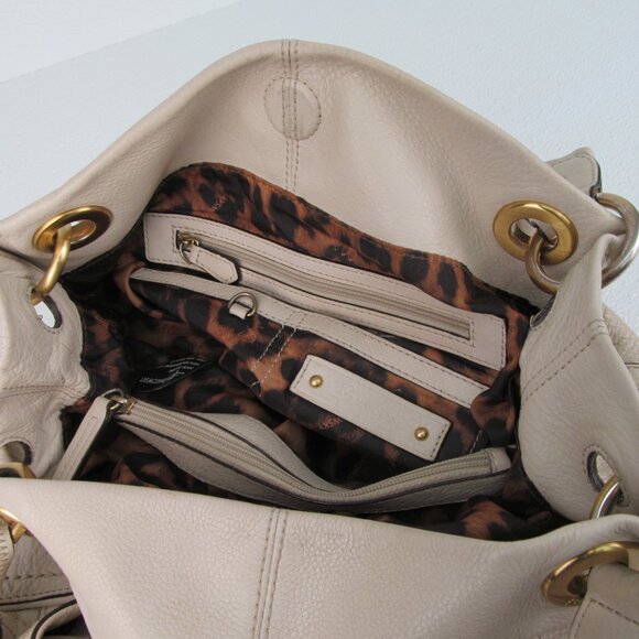 B. Makowsky Dakar Ivory Leather Shopper Tote Bag - Picture 5 of 11